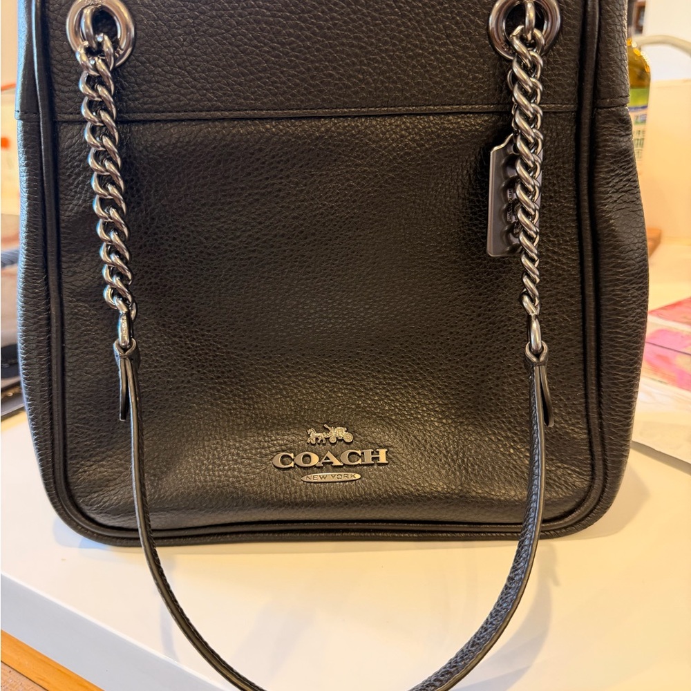 Coach Black Pebbled Leather Shoulder Bag